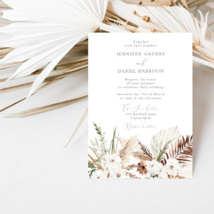 Invitation Élégant Mariage floral blanc bohème