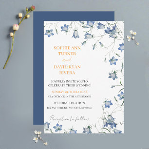 Invitation Élégant Mariage Floral Blue Bellflower