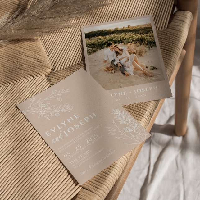 Invitation Élégant Mariage floral Blush Herbal Boho (Créateur téléchargé)