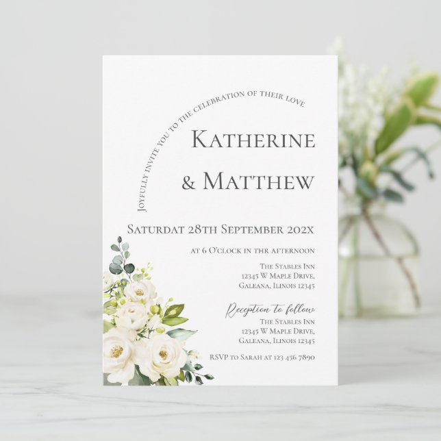 Invitation Élégant Mariage floral Boho (Debout devant)