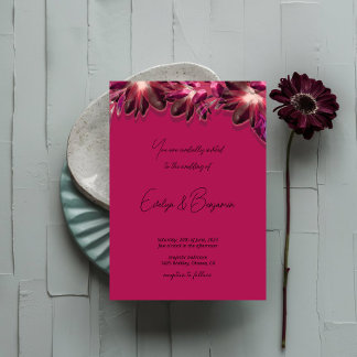 Invitation Élégant mariage floral Bourgogne