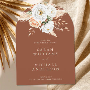 Invitation Élégant Mariage Floral Burnt Orange Terracotta