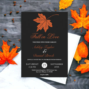 Invitation Élégant Mariage Floral Chute Noir Et Blanc Orange