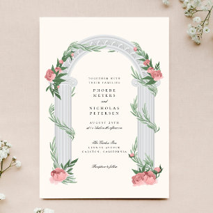 Invitation Élégant Mariage Floral Colonne Jardin Mariage