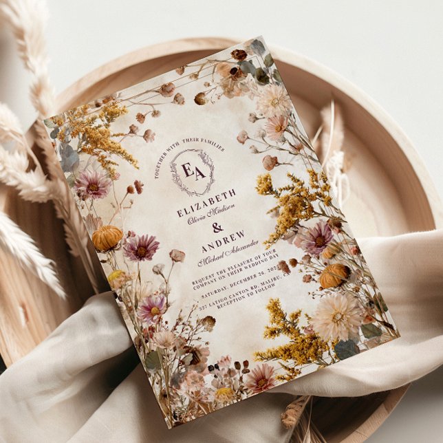 Invitation Élégant Mariage floral de campagne (Créateur téléchargé)