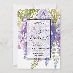 Invitation Élégant mariage floral de glyteria couleur pourpre