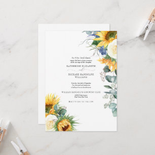 Invitation Élégant Mariage floral de tournesol à goutte