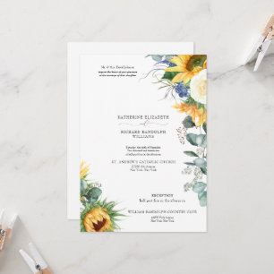 Invitation Élégant Mariage floral de tournesol à goutte 2 Lie