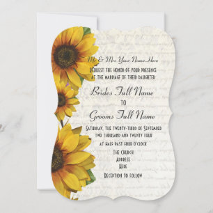 Invitation Élégant mariage floral de tournesol jaune