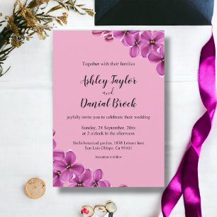 Invitation Élégant Mariage Floral d'Été Fleur d'Orchidée Rose