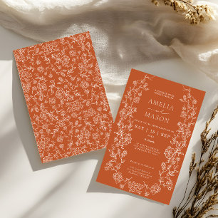 Invitation Élégant mariage floral en terre cuite