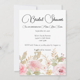 Invitation Élégant Mariage floral Fête des mariées personnali