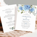 Invitation Élégant Mariage Floral Hydrangea Bleu Tout en un<br><div class="desc">Pour plus de personnalisation,  cliquez sur le lien "customiser plus" et utilisez notre outil de conception pour modifier ce modèle. Si vous avez besoin d'aide ou d'articles correspondants,  veuillez me contacter.</div>