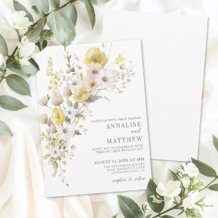 Invitation Élégant mariage floral jaune de fleur sauvage