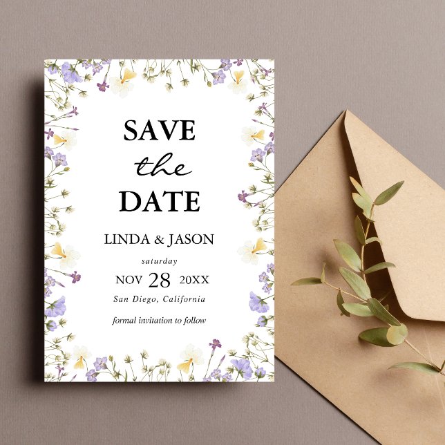 Invitation Élégant Mariage Floral Neutre Enregistrer La Date (Créateur téléchargé)