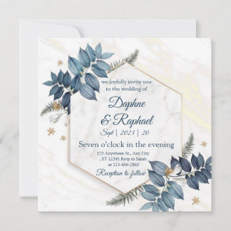 Invitation Elégant Mariage floral neutre | Gold F