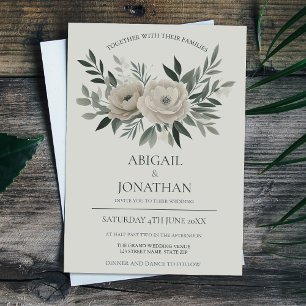 Invitation Élégant Mariage Floral Olive Et Sage Vert