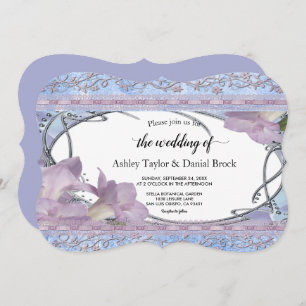 Invitation Élégant Mariage Floral Orné Purple Chic Moderne