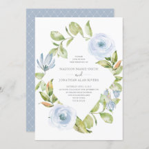 Élégant Mariage Floral Ressort Diamant Dusty Bleu