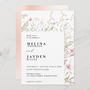 Invitation Élégant Mariage floral rose
