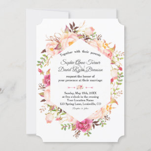 Invitation Élégant Mariage floral rose