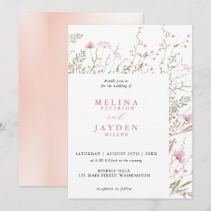 Invitation Élégant Mariage floral rose