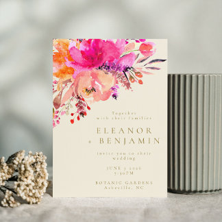 Invitation Elégant Mariage floral rose clair