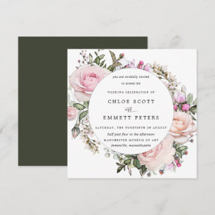 Invitation Élégant Mariage floral rose pâle