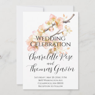 Invitation Elégant mariage floral rose pastel