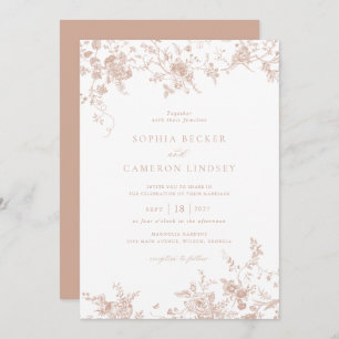 Invitation Elégant mariage floral rose rose Vintage