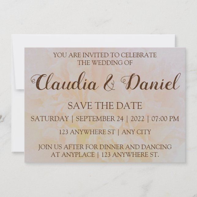 Invitation Elégant mariage floral simple et poussiéreux (Devant)