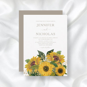 Invitation Élégant Mariage floral Taupe