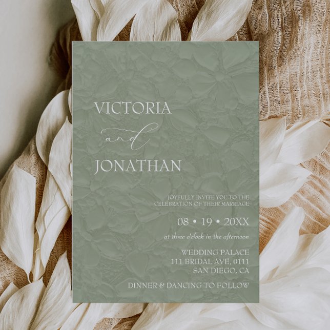 Invitation Élégant mariage floral vert sauge  (Créateur téléchargé)