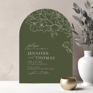 Invitation Élégant mariage floral vert sauge dessiné à la mai