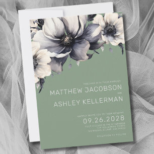 Invitation Élégant mariage floral vert sauge moderne