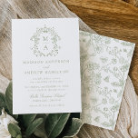 Invitation Élégant mariage floral victorien en chinoiserie ve<br><div class="desc">Nous vous présentons nos faire-part de mariage Élégant Vert Chinoiserie Floral Victorien. Une fusion d'élégance intemporelle et de beauté délicate, ces invitations présentent des motifs complexes de chinoiserie verte entourant les initiales du monogramme du couple au milieu de florales victoriennes. Préparez le terrain pour votre mariage avec une invitation qui...</div>
