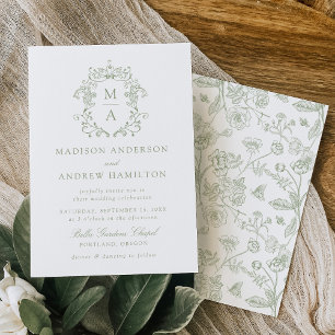 Invitation Élégant mariage floral victorien en chinoiserie ve
