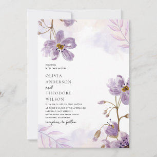 Invitation Élégant Mariage floral violet clair