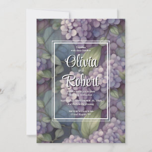 Invitation Elégant Mariage floral violet poussiéreux
