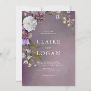 Invitation Élégant Mariage floral violet subtil