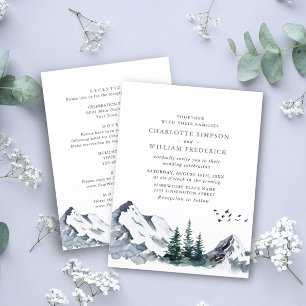 Invitation Élégant Mariage forestier des montagnes tout en un