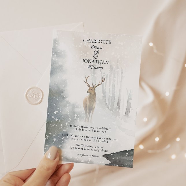 Invitation Élégant Mariage forestier enchanté d'hiver (Créateur téléchargé)