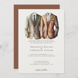 Invitation Elégant Mariage gay deux pièces en costume