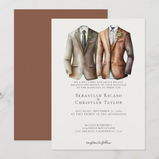 Invitation Elégant Mariage gay deux pièces en costume