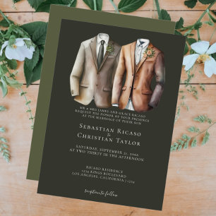 Invitation Elégant Mariage gay deux pièces en costume