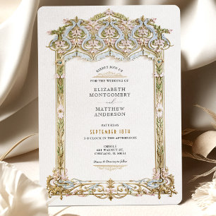 Invitation Elégant Mariage Gold & Blue Filigree