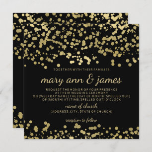 Invitation Elégant mariage Gold Foil Confetti