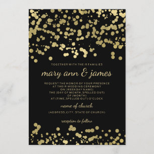 Invitation Elégant Mariage Gold Foil Look Confetti