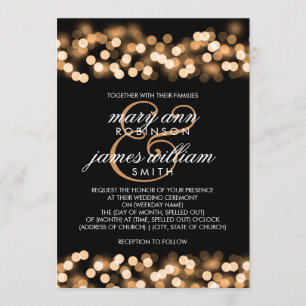 Invitation Elégant mariage Gold Hollywood Glam