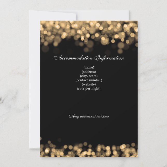 Invitation Élégant Mariage Gold Lumières Personnalisé (Dos)